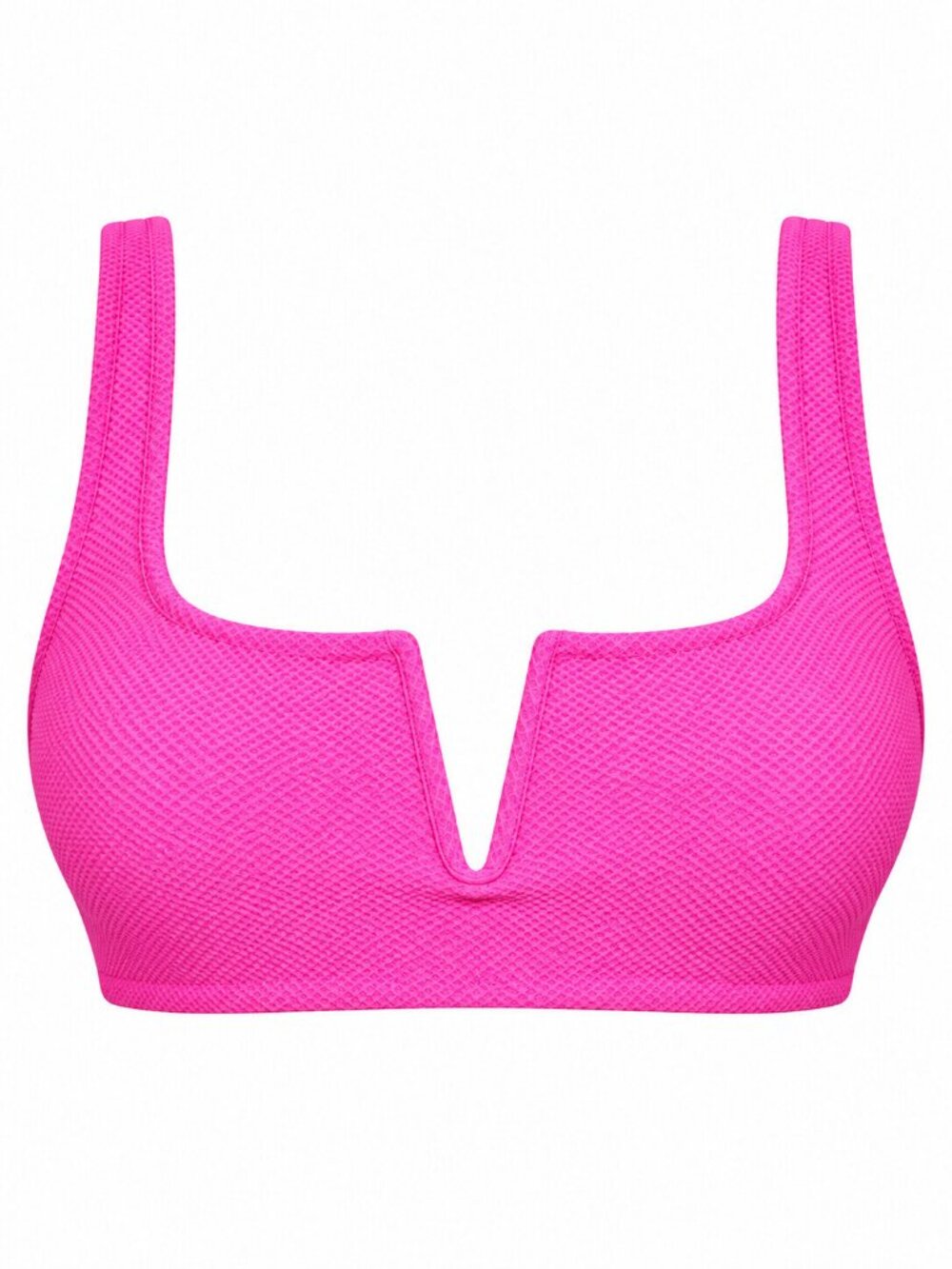 Aerie Hot Pink Ribbed Bikini Top V-Notch Size S